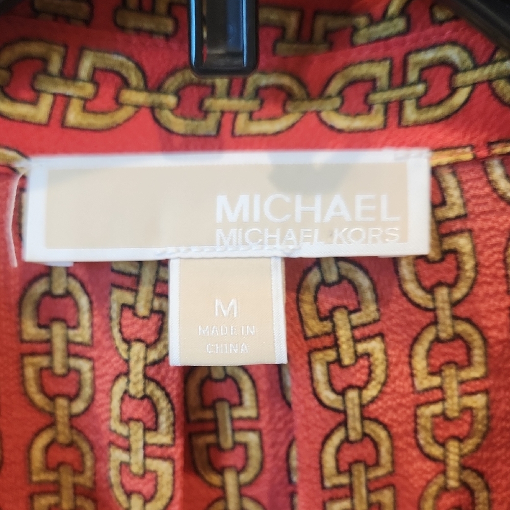 Michael Kors Red and Gold Chain Blouse - Picture 2 of 7